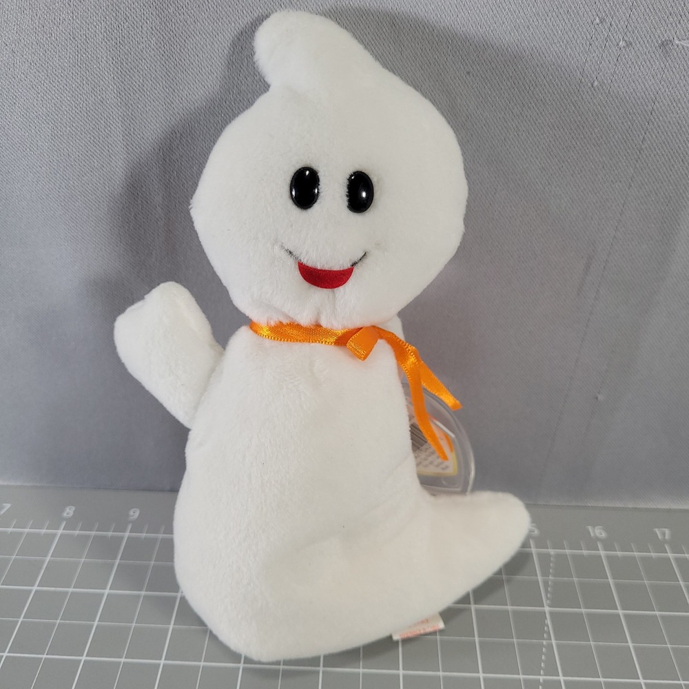 Ty Spooky Ghost Beanie Baby‎ Small White Halloween Plush Vintage 1995
